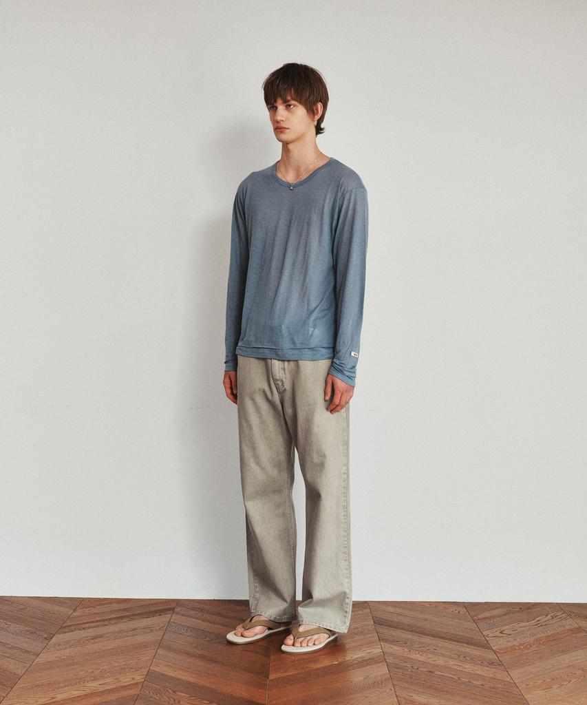 Hoite Fuzzy Round Neck T-Shirt (Dark Blue)