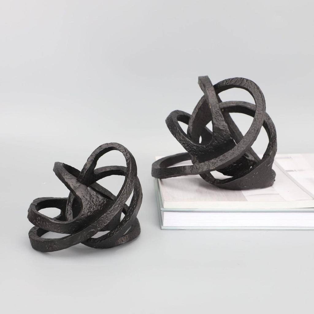 Cast Iron Tabletop Sculpture Sturdy Abstract Shaped Decor Statue Contemporary