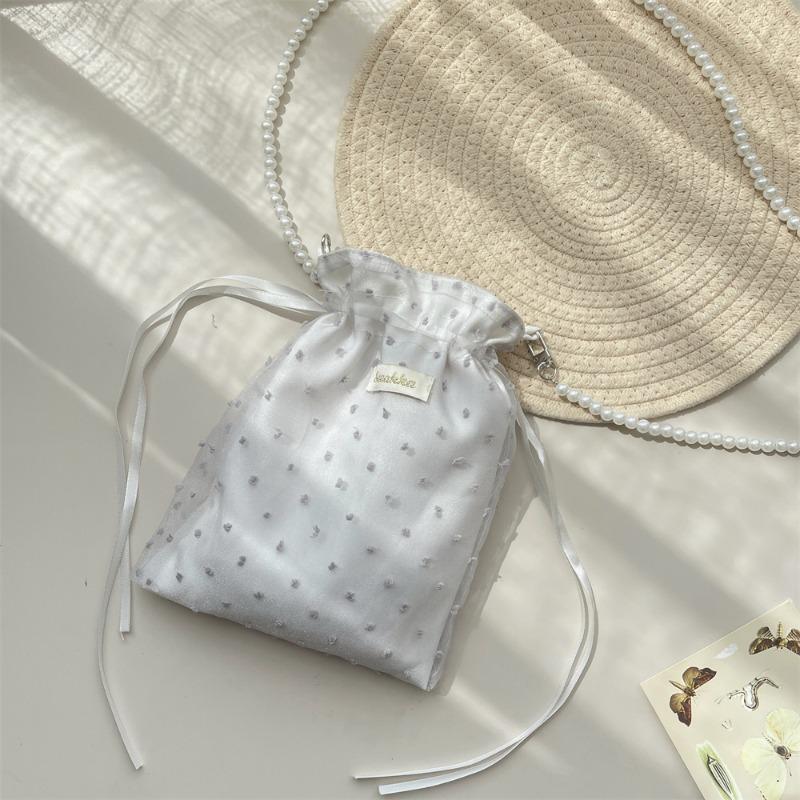 51 New Small Polka Dot Canvas Bag Large Capacity Mobile Phone Messenger Bag Fresh and Versatile Shoulder Tote Bag