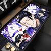 Gaming Mouse Pad Large Desk Mat Antislip Rubber Base Stitched Edges Black White Anime Guy with Monster Print for Gaming