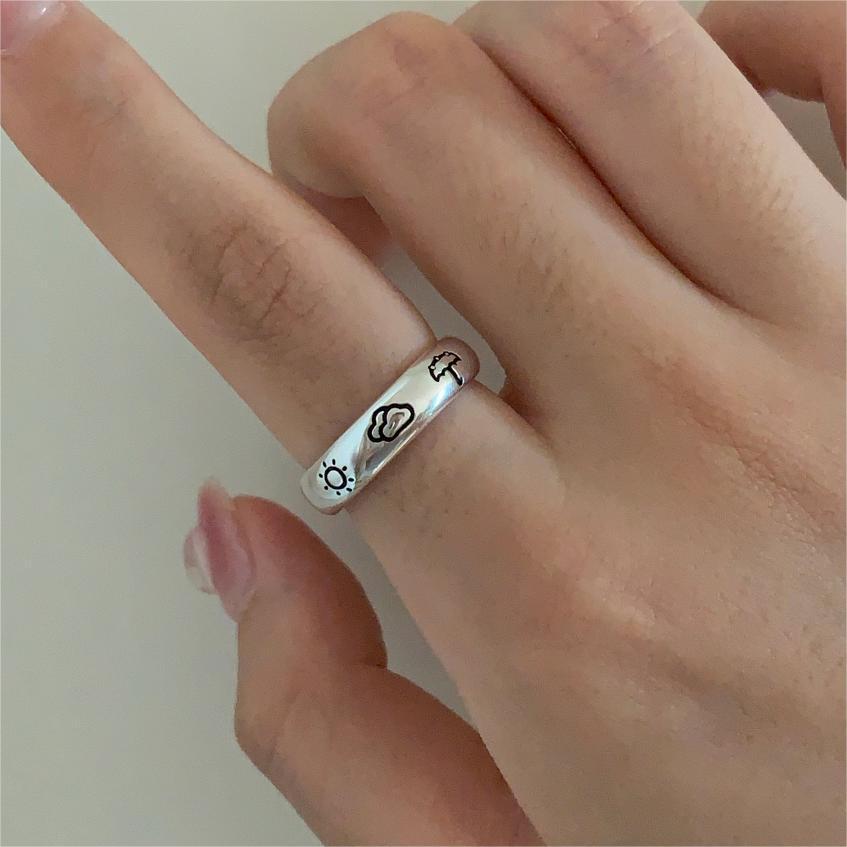 

New Fashion Cartoon Weather 925 Sterling Silver Personality Sun Cloud Umbrella Personality Exquisite Opening Rings TYB346 серебряный