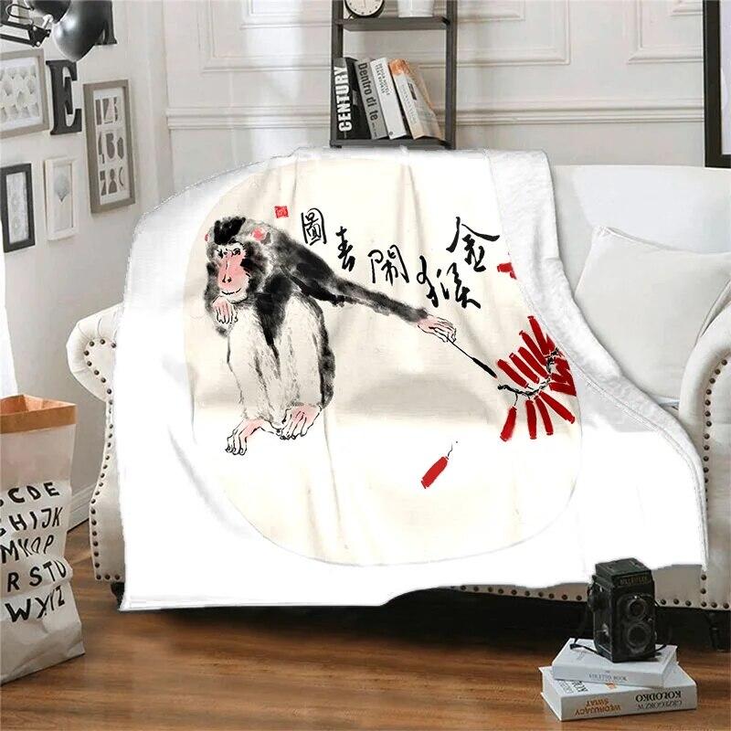 Twelve Chinese Zodiac Signs Pattern Printing Manta Sofa Bed Cover Soft  Blanket Plaid Soft Warm Flannel Throw Blankets Fans Gif