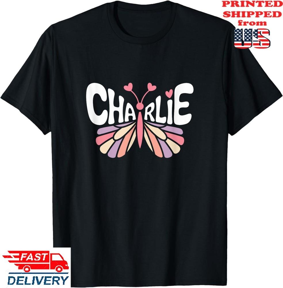 Charlie Butterfly - Personalized Cute Name Word Art T-Shirt, Unisex Tee Unisex T-Shirt S