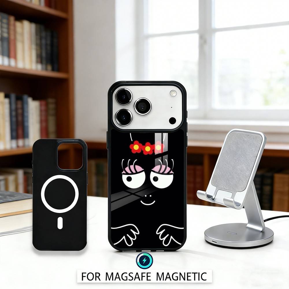 A-Adorable B-Barbapapa Cartoon Phone Case Magnetic For iPhone17 16 15 14 13 12 Pro Max For Magsafe Wireless Charging Cover