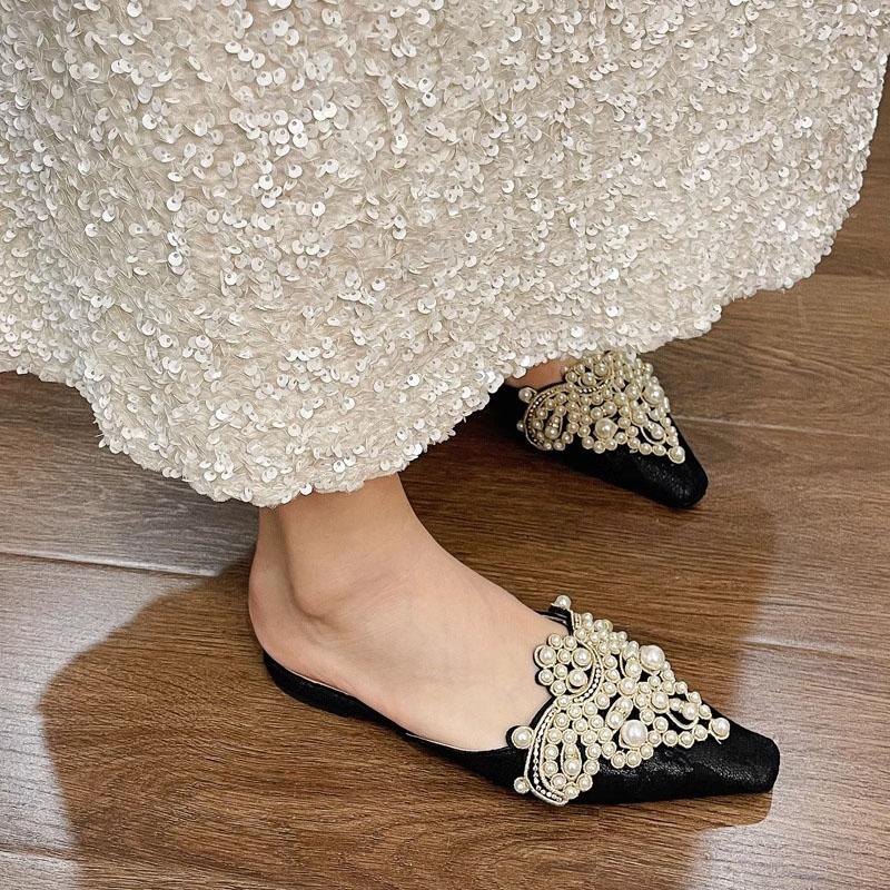 Fashion Comemore Shoes Women's Flat Bottom Slippers Designer Sandals Women Summer 2025 Ethnic Style Block Heels Mules Slides Flip Flops