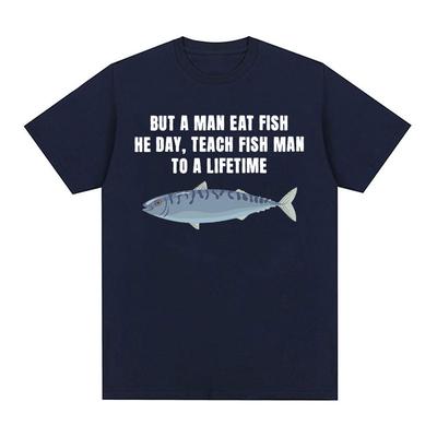 Acheter A Unisexe Mangez du Poisson, Il Jour, Apprenez le Poisson Unisexe, Pour Une Vie Entière T-shirts Meme Drôles Unisexe Unisexe Coton Décontracté Mode T-shirt Oversize Unisexe