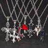 Aihua Gothic Steampunk Inverted Cross Necklace for Women Men Popcorn Chain Personality Hip Hop Punk Crucifix Necklace Jewelry