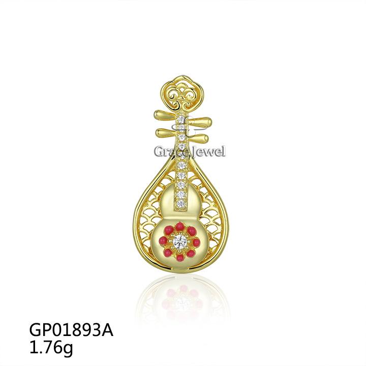 Dunhuang rebound pipa 925 silver inlaid zircon necklace niche versatile new Chinese jewelry necklace 925 silver