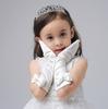 Girls' Formal Princess Long Dress with Petticoat, Crown, Gloves, and Accessories - Perfect for Weddings and Evening Events.