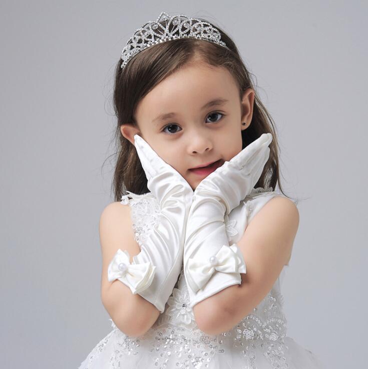 Girls' Formal Princess Long Dress with Petticoat, Crown, Gloves, and Accessories - Perfect for Weddings and Evening Events.