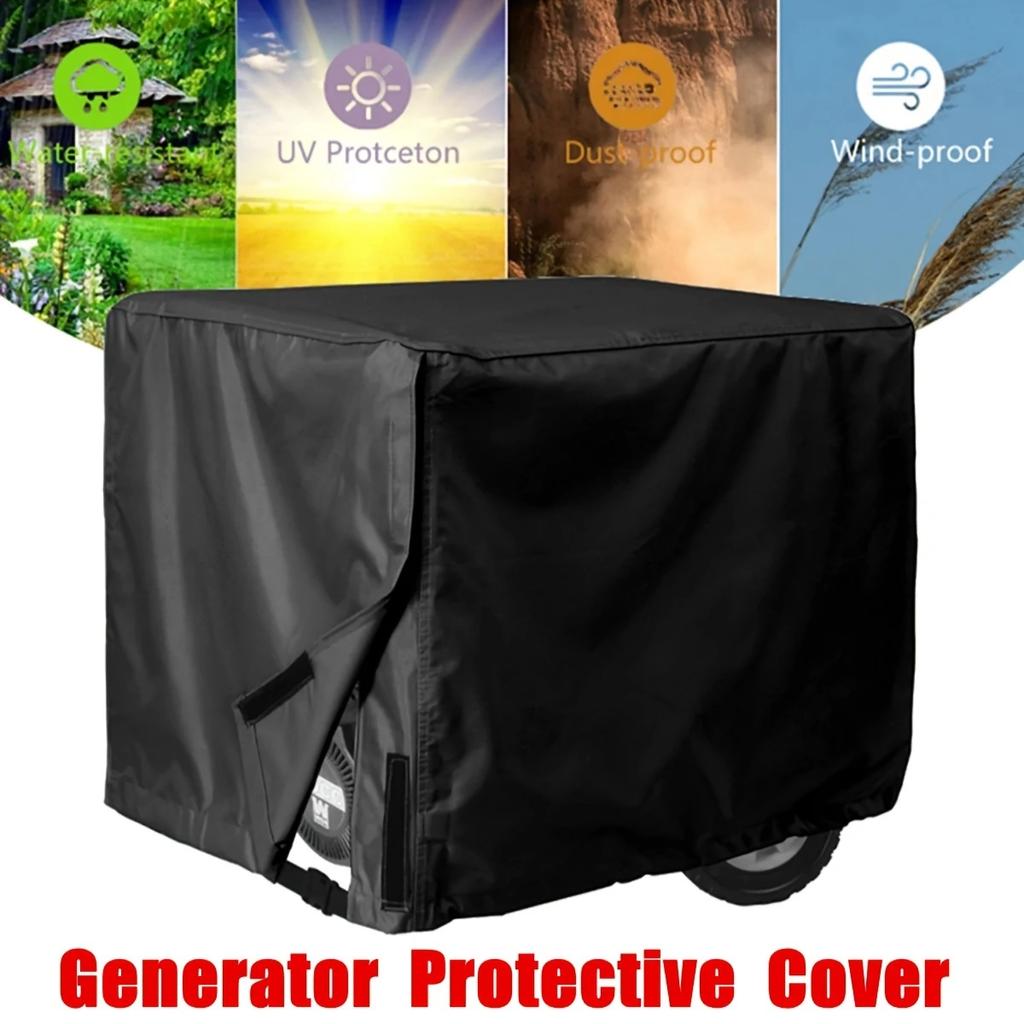 1pc Waterproof Universal Generator Cover For Most Generators 5500-15000 Watt, Black, 96.52x71.12x76.2cm
