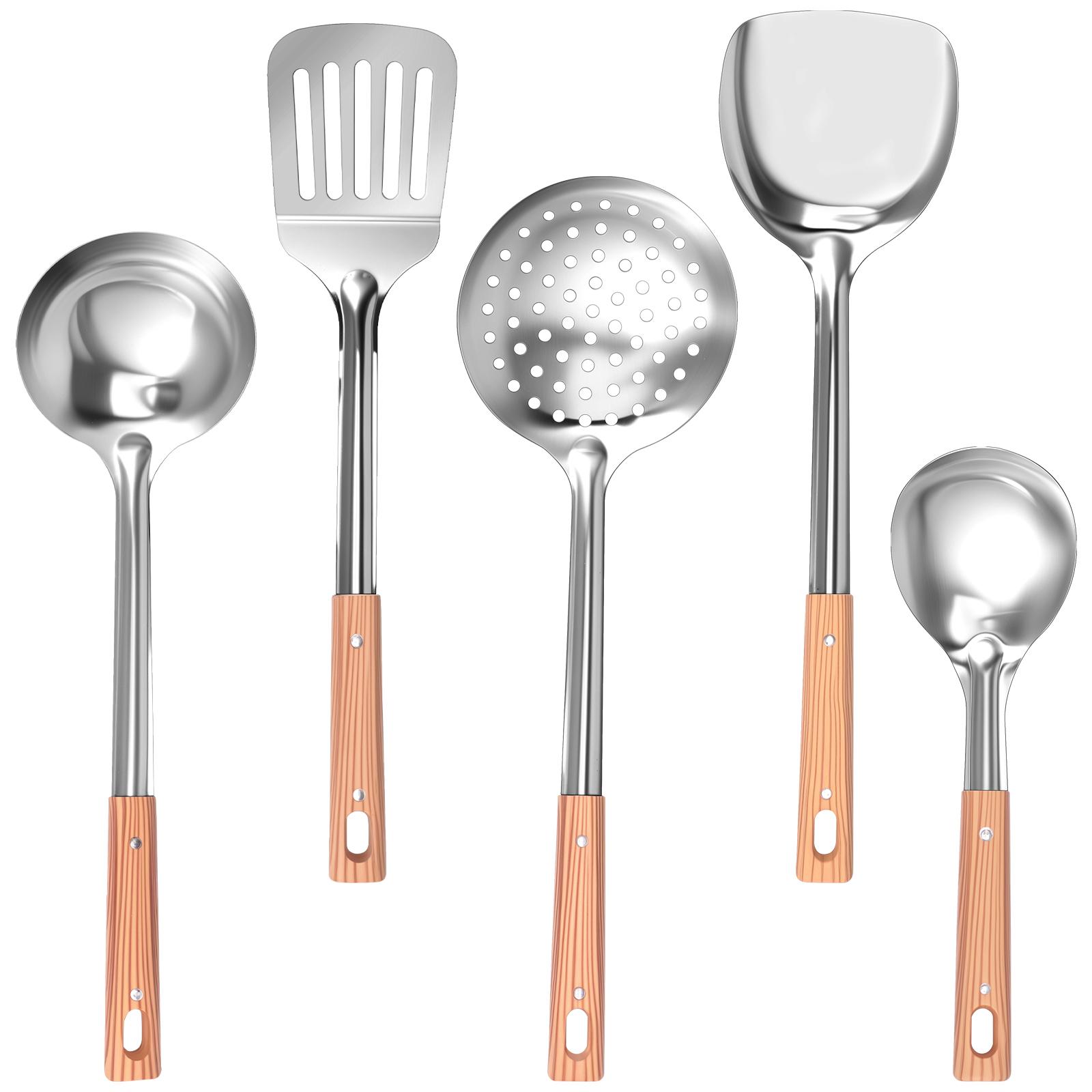

5Pcs Stainless Steel Kitchenware Non-Stick Cookware Kitchen Utensils Set Spatula Shovel Spoon Cooking Tool Heat Resistant Gadget