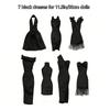 Handmade 7PCS Black Dresses for 11.5in/30cm Dolls, Elegant Long Dress Doll Accessories Playset Playhouse DIY Dress Up Game Toys