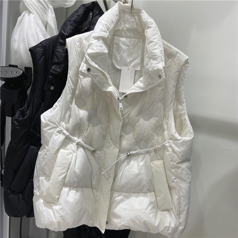 Europe Station down vest short winter new down jacket women's waist thin white duck down vest jacket