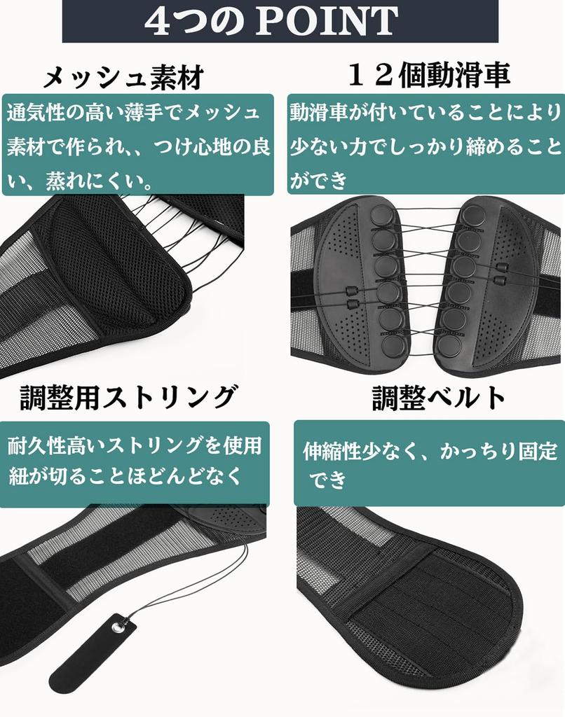 Basnem Lumbar Support Corset with Breathable Mesh and Unisex Waist Belt for Pelvic and More Labor-Saving Pulleys, Washable, Thin, Posture, Sports,