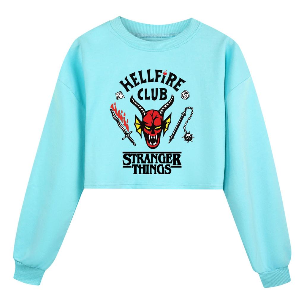5253 Kinder Mädchen Stranger Aufdruck Lässig Langarm Rundhals Sweatshirt Top