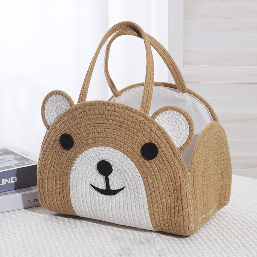 

Mommy Bag Cotton Rope Handheld Baby Diaper Basket Storage Bag Mommy Bag Ins Style Handbag Weaving Storage Bag for Office Workers