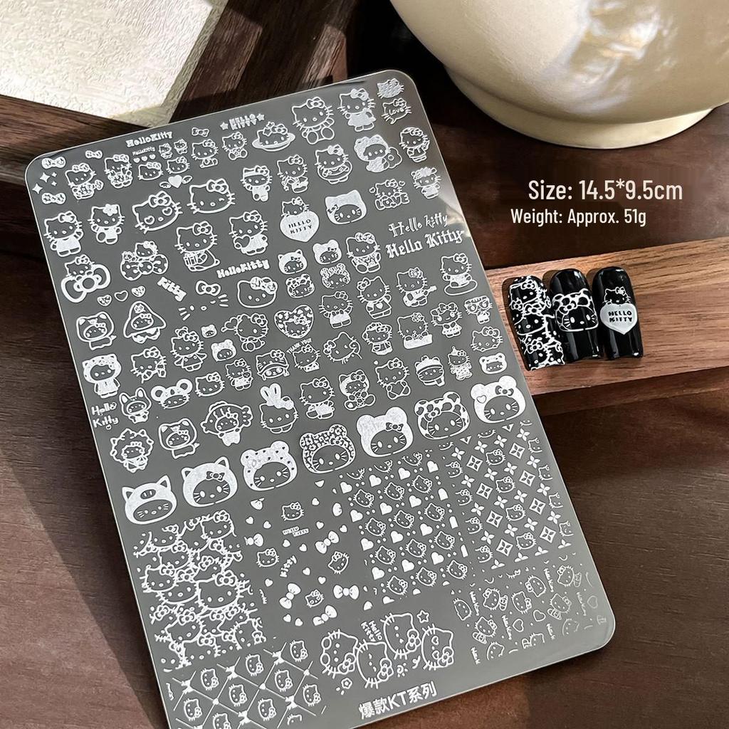 Nail Art Stamping Plates - Star, Polka Dot, Lines, Grid Lace Textures