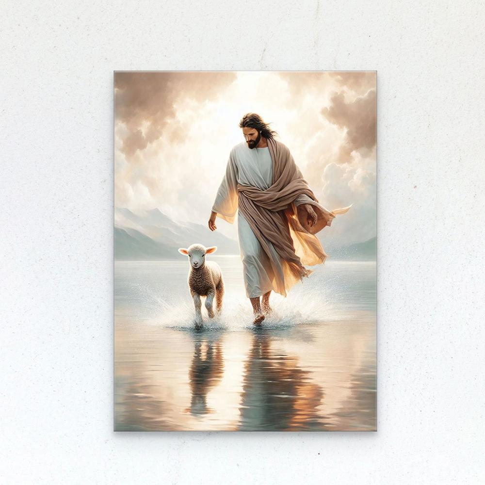 Jesus Christus Leinwand Postres Christliches Jesus Porträt Wandkunst Druck Poster Ich werde mit Christus gehen LDS Bibelvers Geschenk Poster