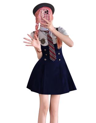 Wuzfully Cute Cosplay Jumper Skirt and Blouse Set for School Festivals and Cultural High School Girl Size XL 3-Piece Festivals, Costume, Blue,