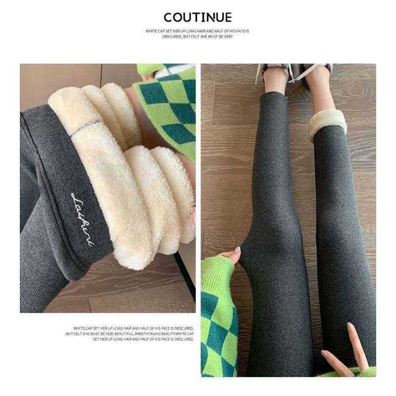 Verdickte Samt-Leggings für Damen Herbst Winter Lamm-Samt Baumwollhosen Extra Hohe Taille Warme Hosen