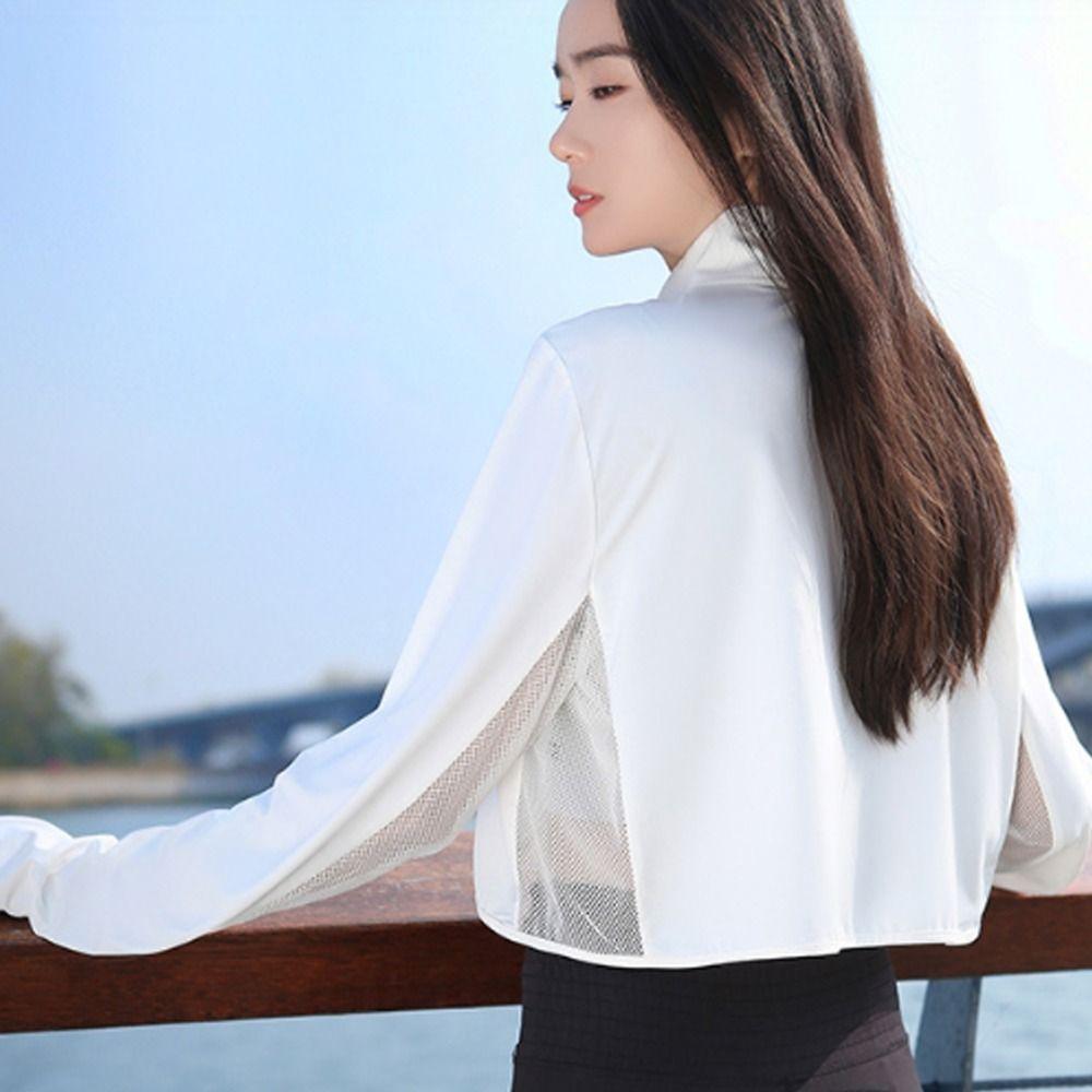 Long Sleeve Sun Protection Clothing Ice Silk Thin Crop Top Sunshade Cloak  Sun Protection