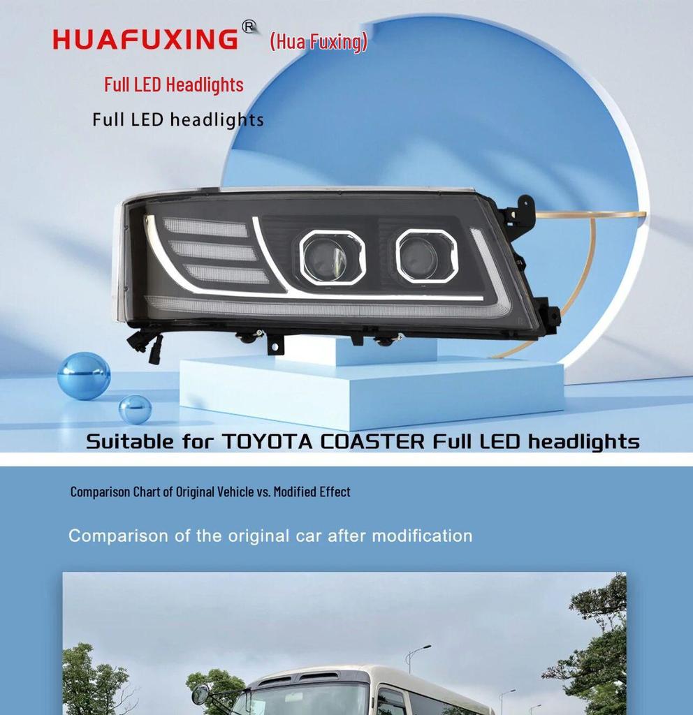 Dual-Lens LED Laser Front Headlights for Toyota Coaster, JAC Bosston, Jinlv, and Jiangling