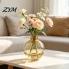 Artistic Home Decor Vase Clear Round Resin Vase, Transparent Sphere Flower Pot with Jute Modern Minimalist Hydroponic Bow, Plastic Planter for Plants,