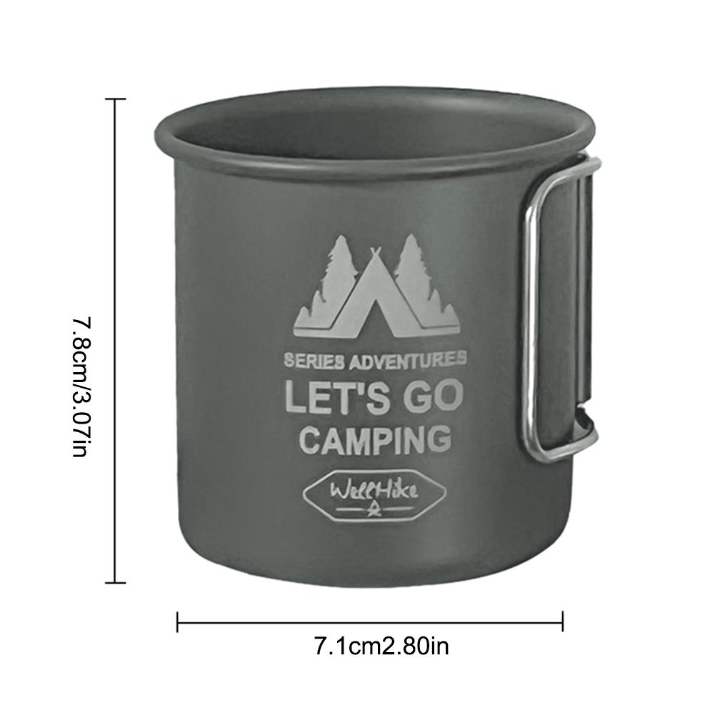 300ML Camping Mug Aluminium Alloy Picnic Utensils Foldable Handle Travel Coffee Cup Ultra-Light Outdoor Kitchen Equipment