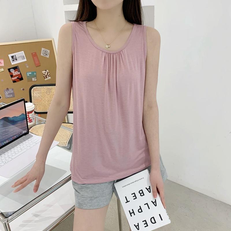 Damen Modal Camisole in großen Größen: Sommer Ärmelloses Locker sitzendes Oberteil im T-Shirt-Stil, Große Größe
