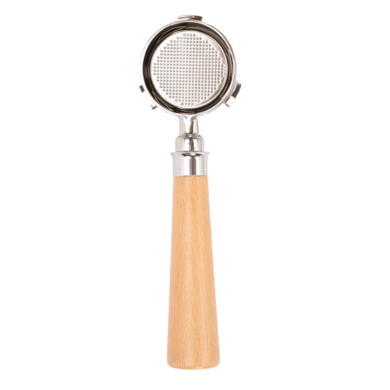 51mm Solid Wood Handle for Three-Ear DeLonghi Coffee Machine, 304 Stainless Steel Bottomless Extraction Accessory.