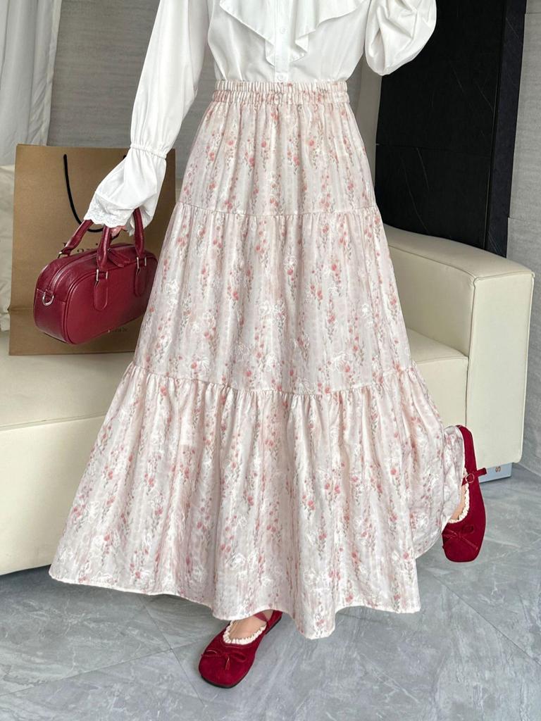 French Sweet Embroidered High-Waist A-Line Dress