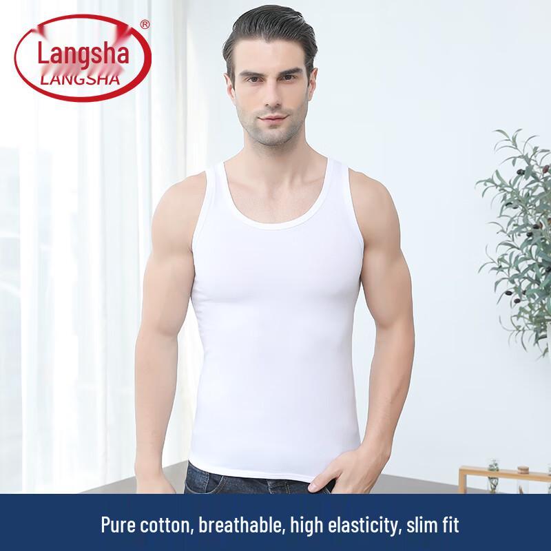 Langsha Men s 100% Cotton Ribbed Tank Top XXL
