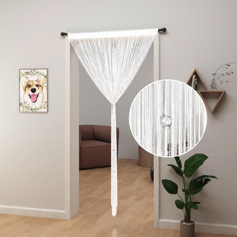 2pcs String Curtains Glitter Fringe Curtains for Window 39 X 79 Inch Door Divider Strip Tassel for Wedding Living Room Bathroom Coffee Shop
