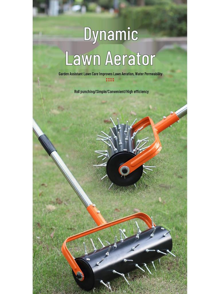 New Rolling Lawn Aerator Oxygenator & Soil Cultivator Tool