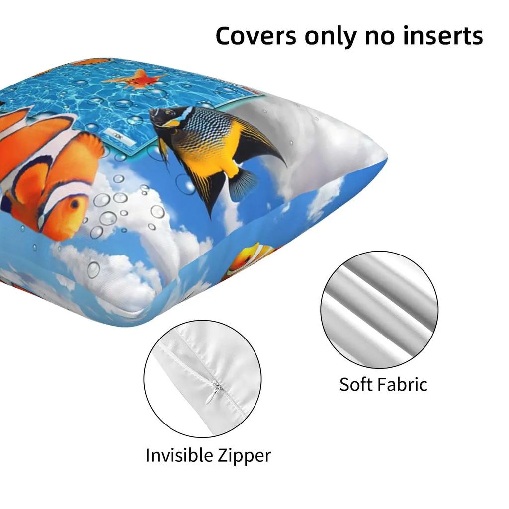 Swimming Frutiger Aero Fish 2 Pcs Square Pillowcase Pillow Cover Cushion Decor Comfort Throw Pillow For Home Bedroom