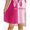Girl "Be Yourself" Butterfly Printed Short Sleeve Dress in Hot Pink and Light Pink Casual Dresses Suitable for Birthday Gifts