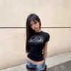 Pure Desire Style Spice Girl Slim-fit Short Top American Print Summer New Front Shoulder Crew Neck Cotton Short-sleeved T-shirt Women