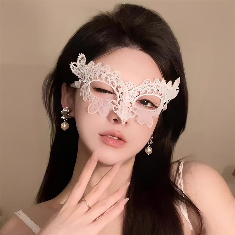 Black Sexy Lingerie Lace Mask Half-Face Cosplay Party Fun Cute Face Eye Mask