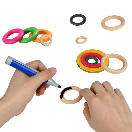 12Pcs Wooden Ring DIY Stylish Unfinished Jewelry Making Wood Pendant Connector for Children