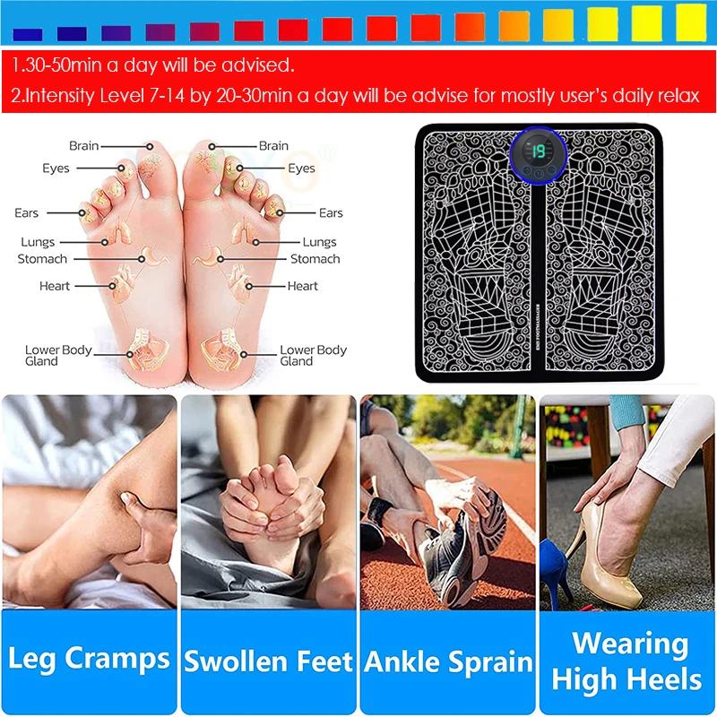 EMS Charge Foot Acupoint Massage Pad Current Reflection Foot Massage Muscle Stimulation Improves Blood Circulation Relieve Tool