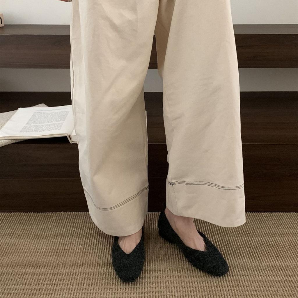 French Flat-bottomed Casual Velvet Mary Jane Shoes Women's 2025 Autumn and Winter New Light-mouth Fluffy Single Shoes Versatile Ladyshoes