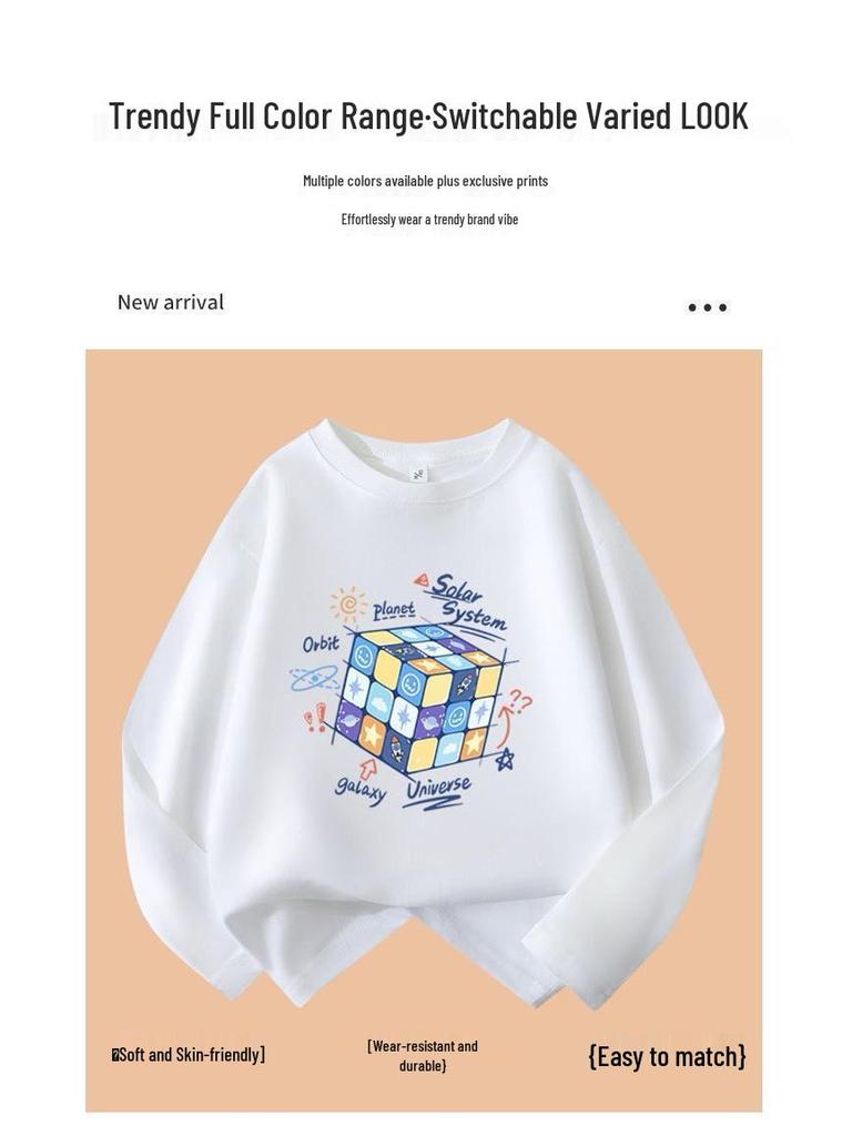 Jungen Langarm Baumwoll T-Shirt - Atmungsaktives Frühlings-/Herbstmode-Oberteil