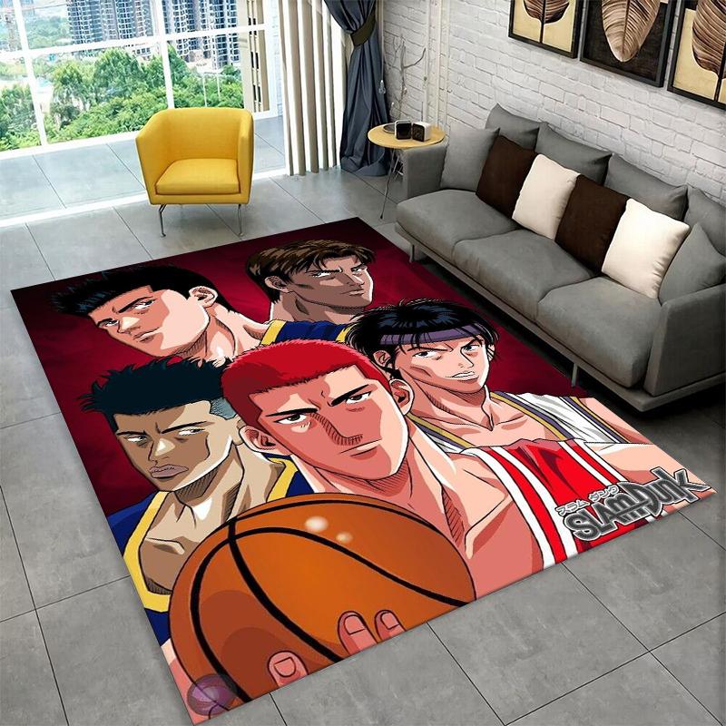 Retro Slam Dunk Basketball Anime Cartoon Carpet Rug for Bedroom Living Room Sofa Playroom Doormat Home Decor,Area Rug Non-slip