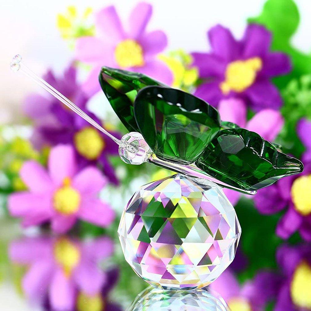 Crystal Flying Butterfly con bola de cristal Base Figurine Ornament Statue Crystal Flying Butterfly con bola de cristal Base Figurine Ornament Statue