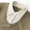 IHIMI 2025 Autumn Faux Two-Piece Knit Shirt Set