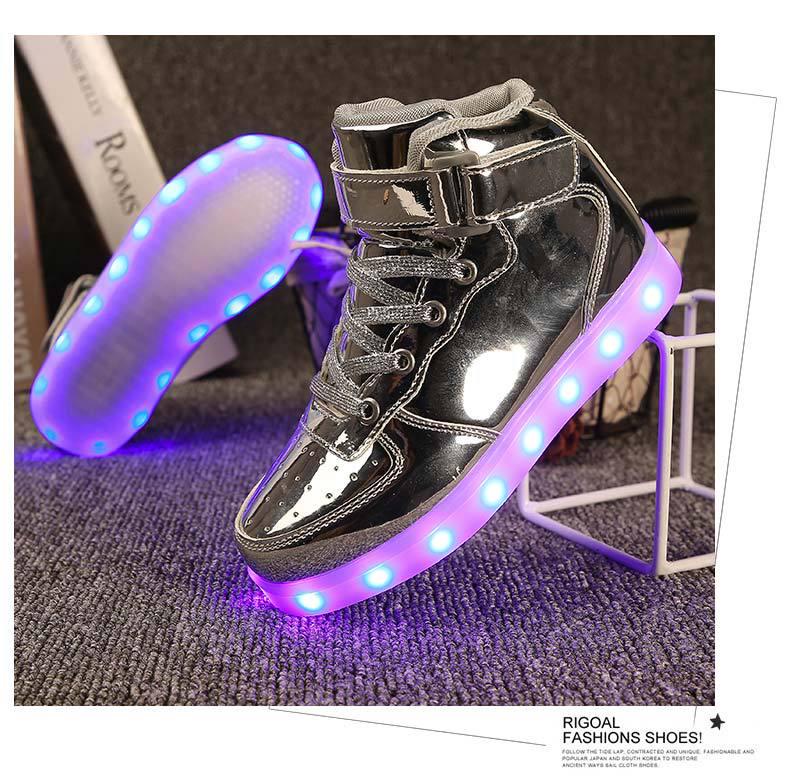 LED Light-Up High-Top Kids' Fashion Sneakers