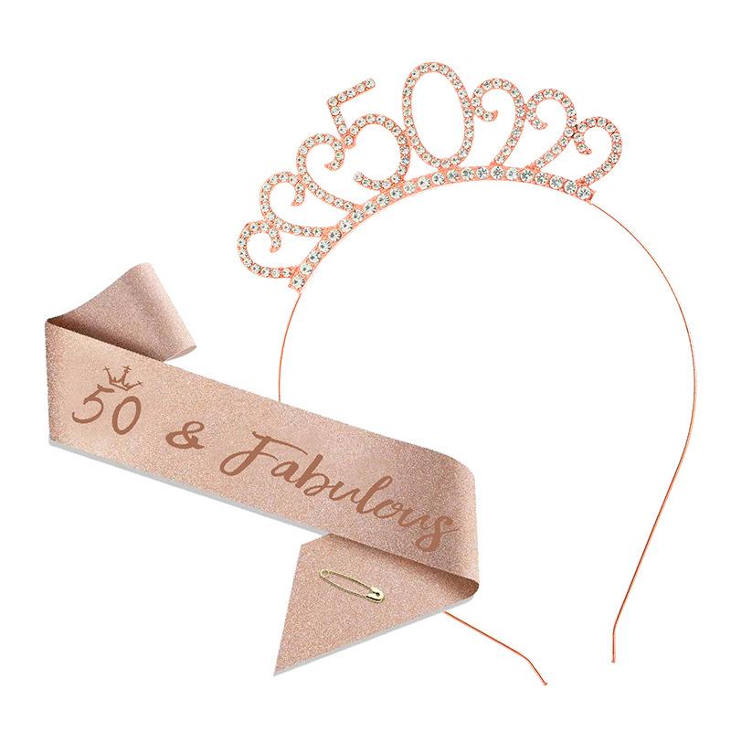 Cross-Border Digital Birthday Crown Set: Headdress, Party Shoulder Strap & Etiquette Belt Photo Prop for Girls