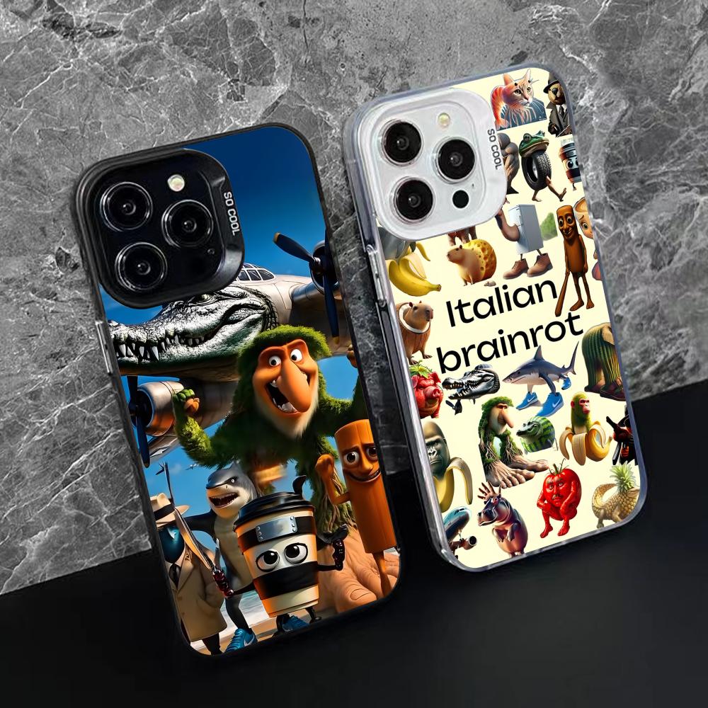 Italian Brainrot Mobile Phone Case for iPhone 16 15 14 13 12 11 X XR XS 8 7 Pro Max Plus Translucent Colour Printing Luxury
