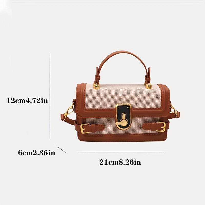 Vintage Flap Leather Crossbody Bags for Woman Ctrast Color PU Tote Bag Retro Handbags Shoulder Bag, Fashiable Handbag Purse